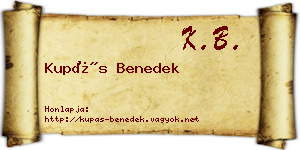 Kupás Benedek névjegykártya