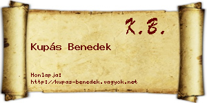 Kupás Benedek névjegykártya